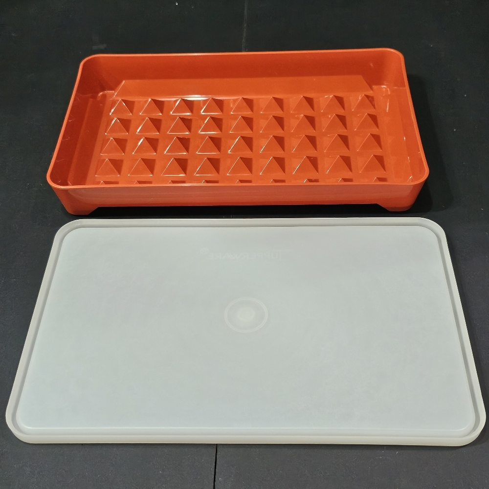 Vintage Tupperware Paprika Hot Dog Keeper With Lid Storage Marinade Lunch Meats
